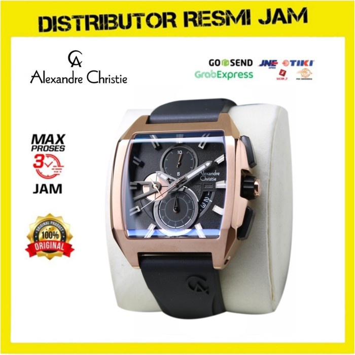 Jam Tangan Pria Alexandre Christie AC 6617 AC6617 Rosegold Black