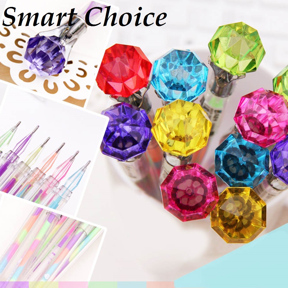 

SCSHOP Pena Pelangi Hiasan Kristal Dengan Penutup Pulpen Berbentuk Berlian