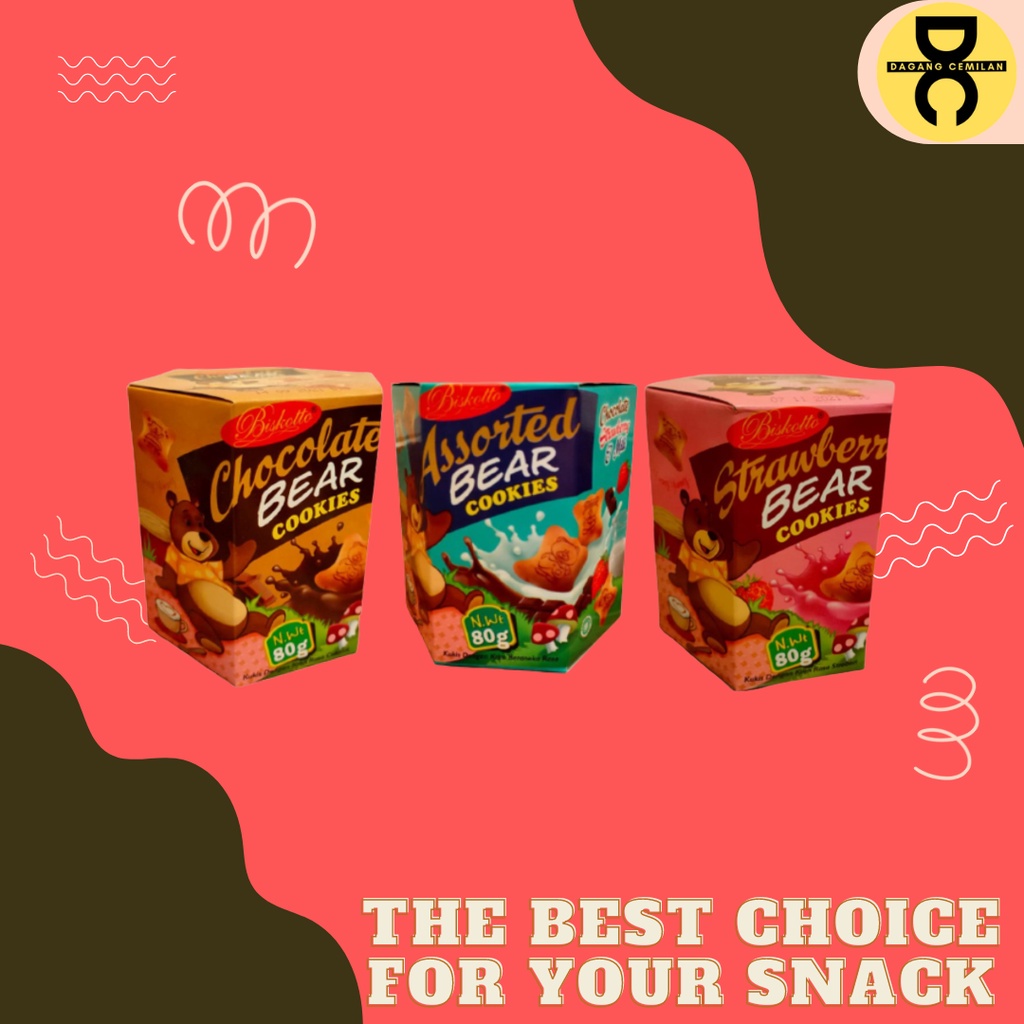 DC - BISKITOP Bear Cookies 80Gr Biskuit bentuk boneka renyah dan enak Grosir dan Ecerean