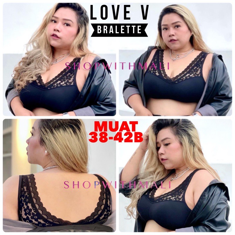 LOVE V BRALETTE JUMBO BIG SIZE 38 - 42 B Bra Pakaian Dalam Cantik Lucu Ukuran Besar