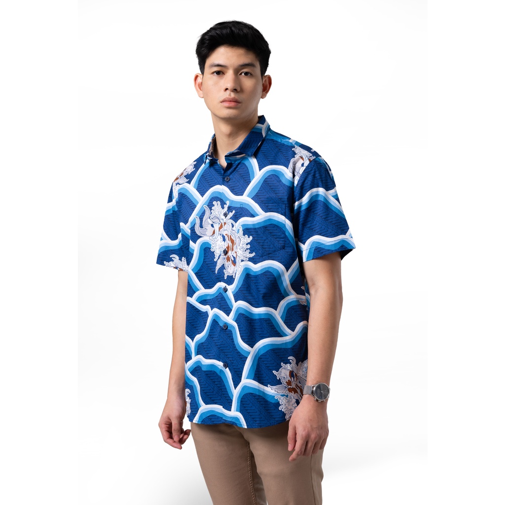 MANZONE Kemeja Batik Lengan Pendek MZB-PATIRAYA - NAVY