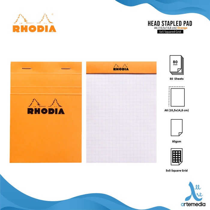 

Buku Catatan Rhodia A6 Head Stapled Pad N13 Notepad - SQUARED ORANGE