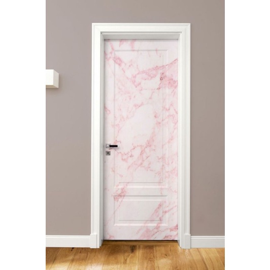 Stiker Pintu Rumah Kamar Mandi Anti Air Lebar 122 Cm Motif Marmer dan Serat Kayu / Wallpaper / Walpa