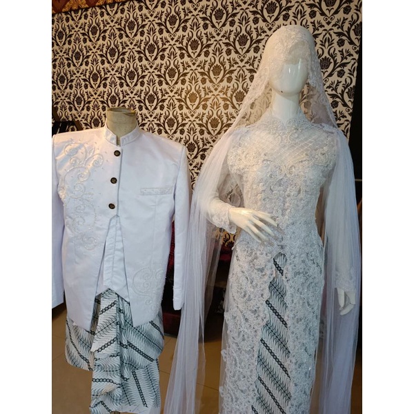 Baju akad nikah Syar'i Kebaya akad nikah putih syar'i Kebaya akad nikah muslimah