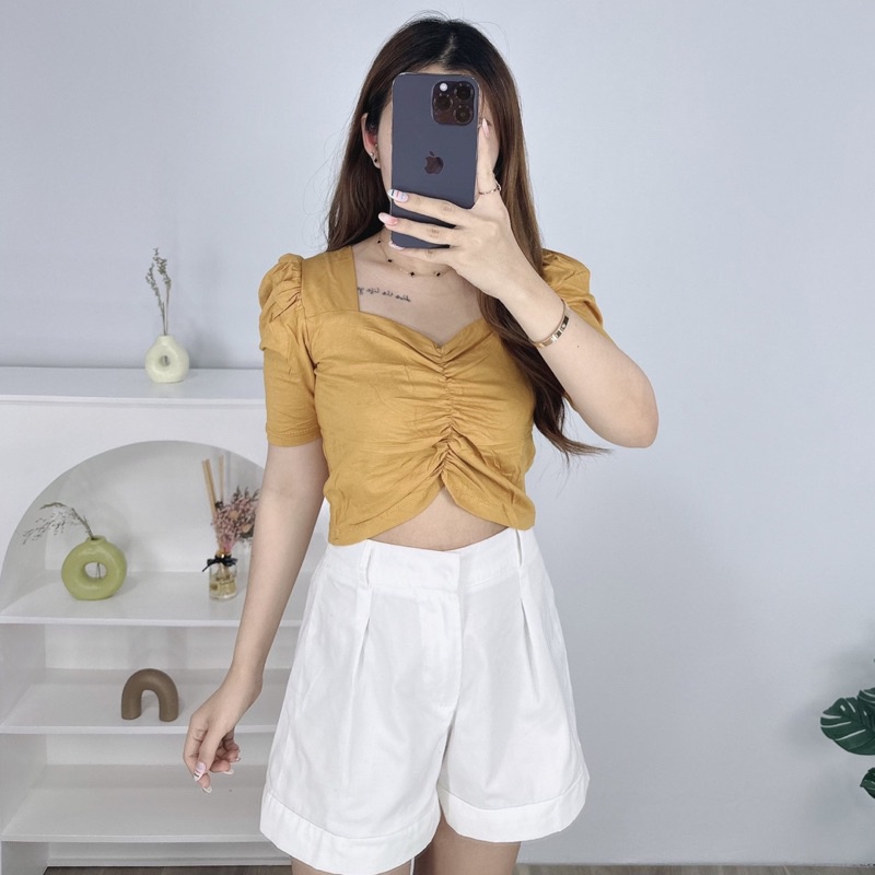 Jesly Puffy top | Crop top puffy kerut