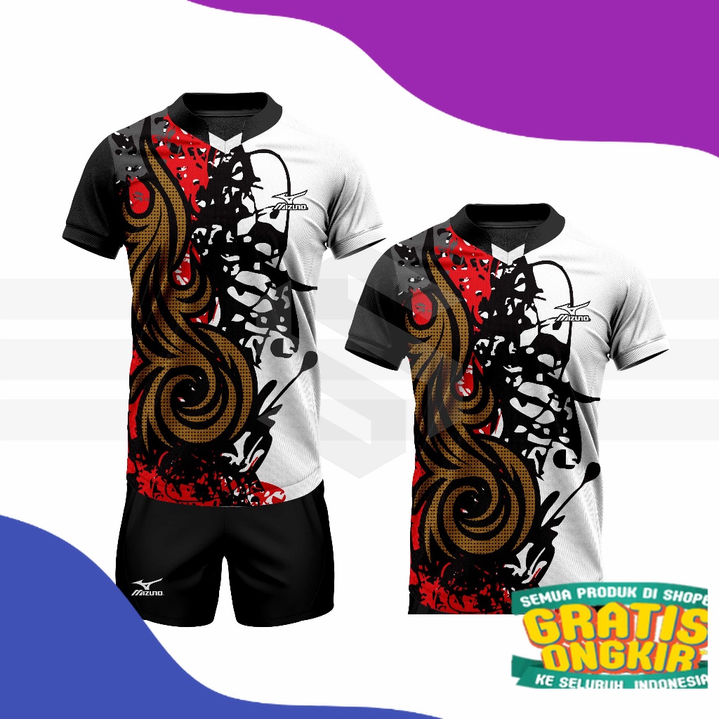 Jersey Voli Mizuno Baju Volly Jersey Futsal Baju Futsal Kaos Bola Atasan Olahraga Badminton/ Bigsize