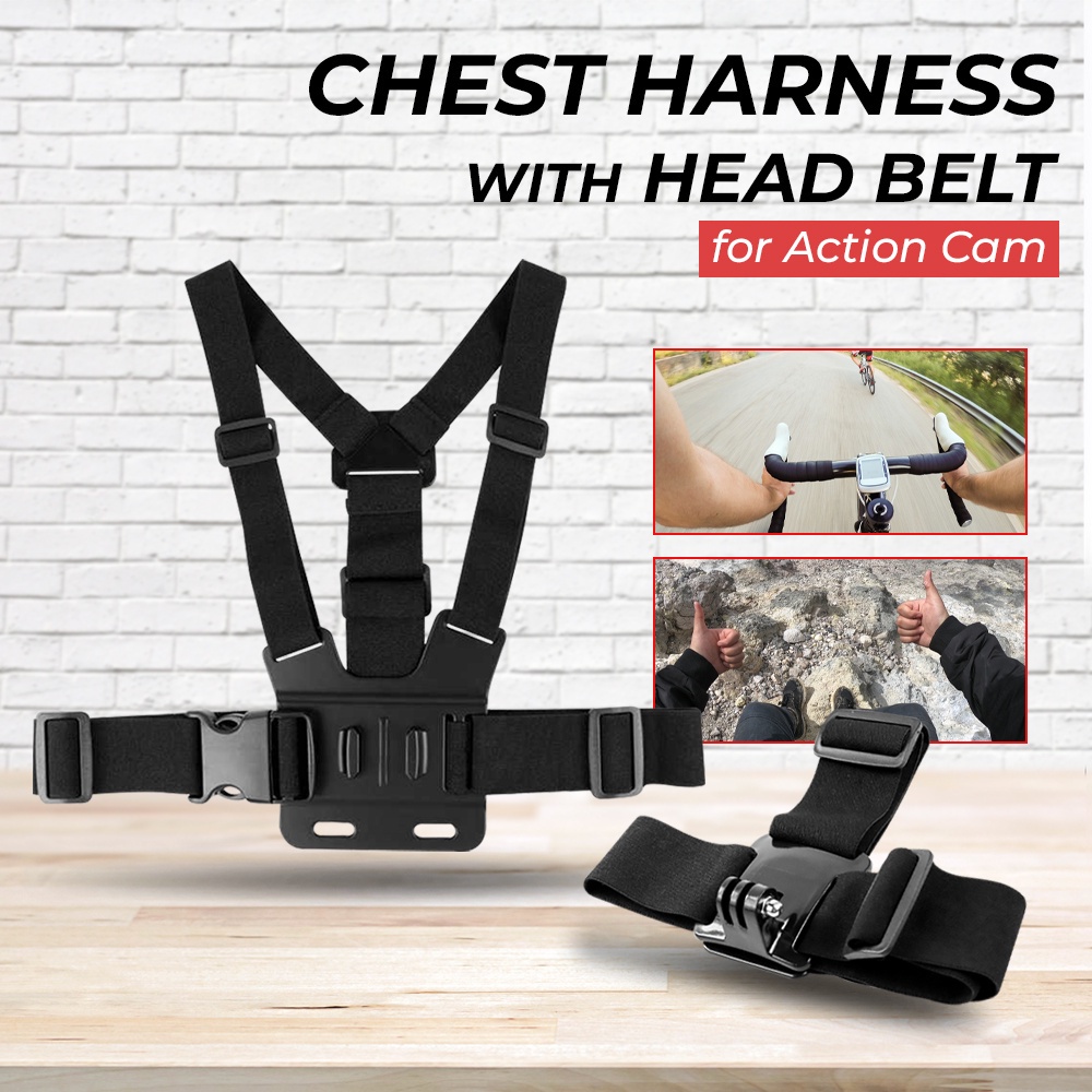 Chest Strap Tali Dada Handphone & Mount Kamera Gopro Body Belt Holder HP Clip Clamp Smartphone Unive