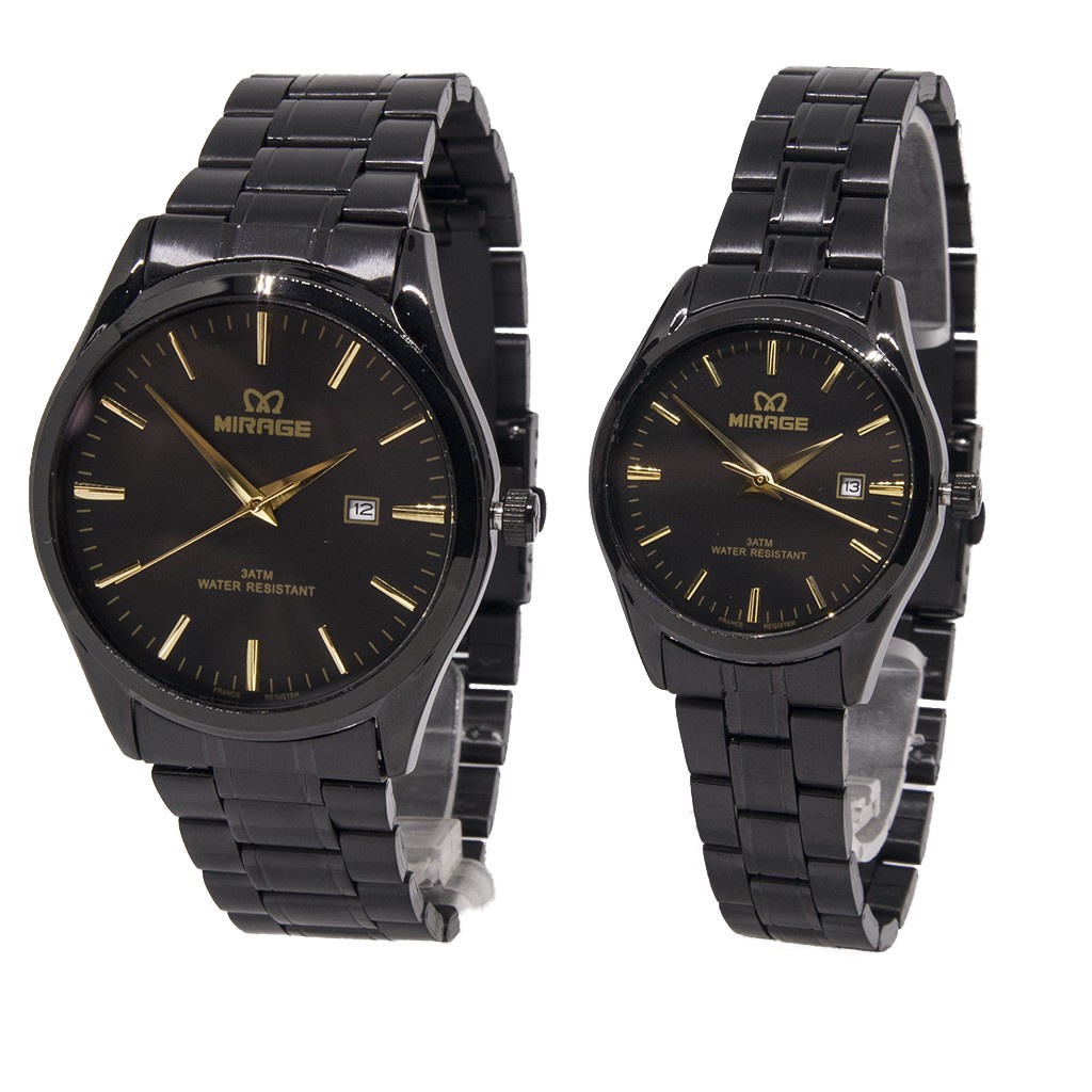 Mirage watch Official Jam Tangan Couple Mirage Pasangan 8708 Model Terbaru Hitam Full Black Original