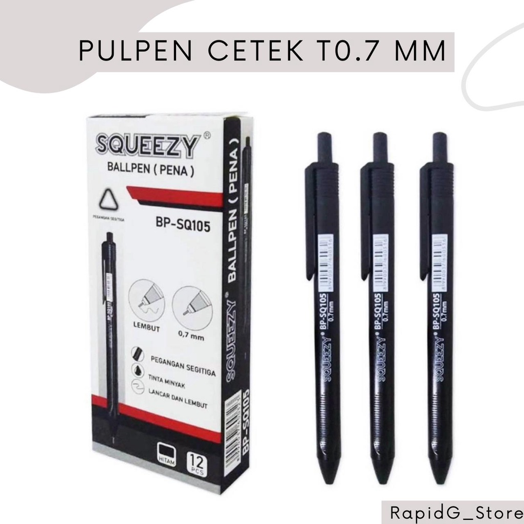 

12 Pcs Pulpen Pena Gel Cetek Mekanik Lusinan 0.7 MM Tinta Hitam