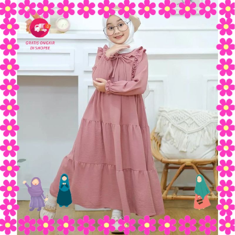 BAJU MUSLIMAH PEREMPUAN MENGAJI PIKNIK KONDANGANLEBARAN/ SHAFA DRES KIDS GAMIS ANAK USIA 5 - 10 TAHU