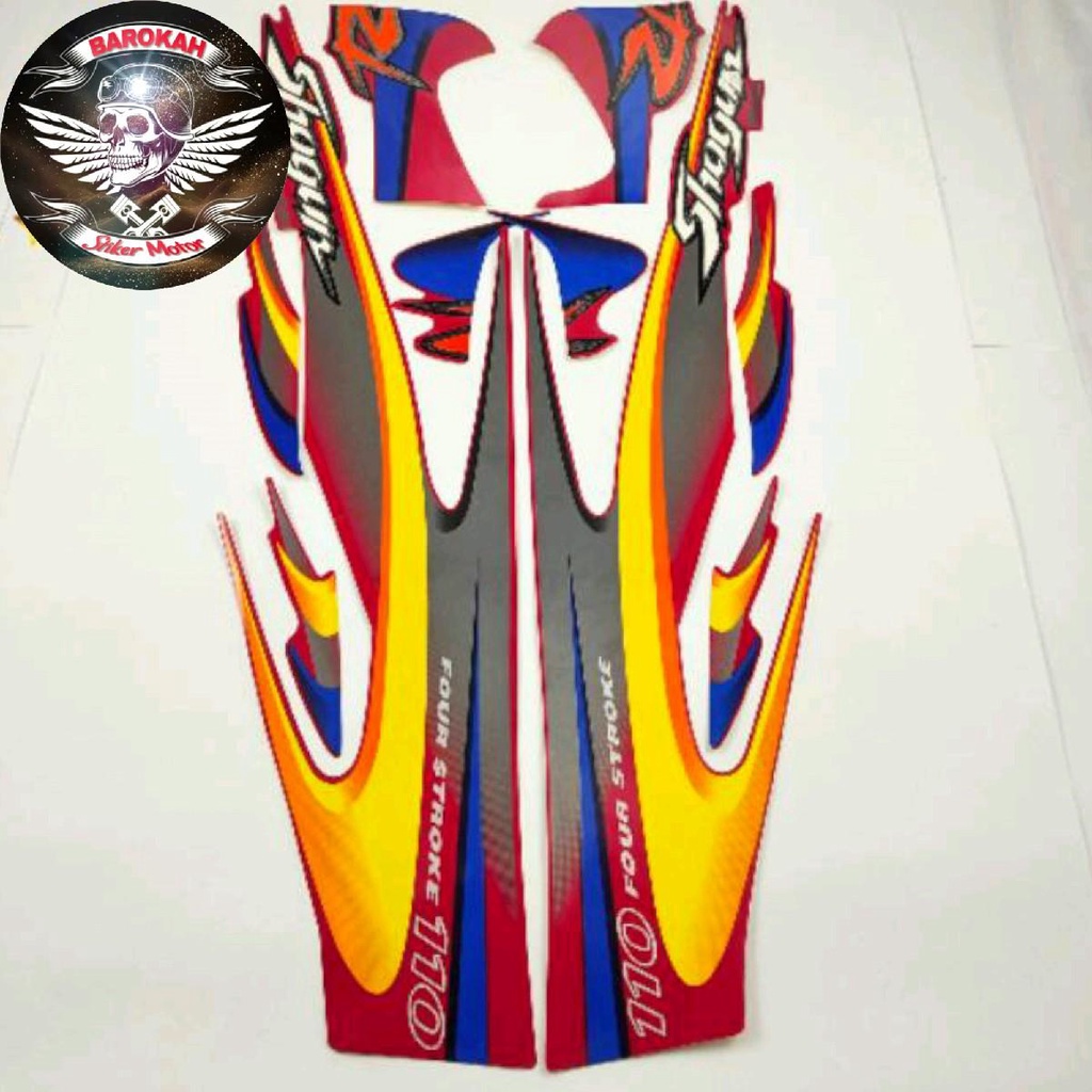 AJS Striping stiker  motor suzuki shogun 110 r 2000 2001 merah Bodi standar    Sticker Bisa Cod Full