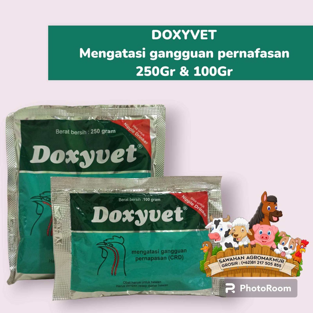 doxyvet 250gram obat ayam cekrek pilek snot flu lemas mata bengkak muka bengkak obat pernafasan ayam