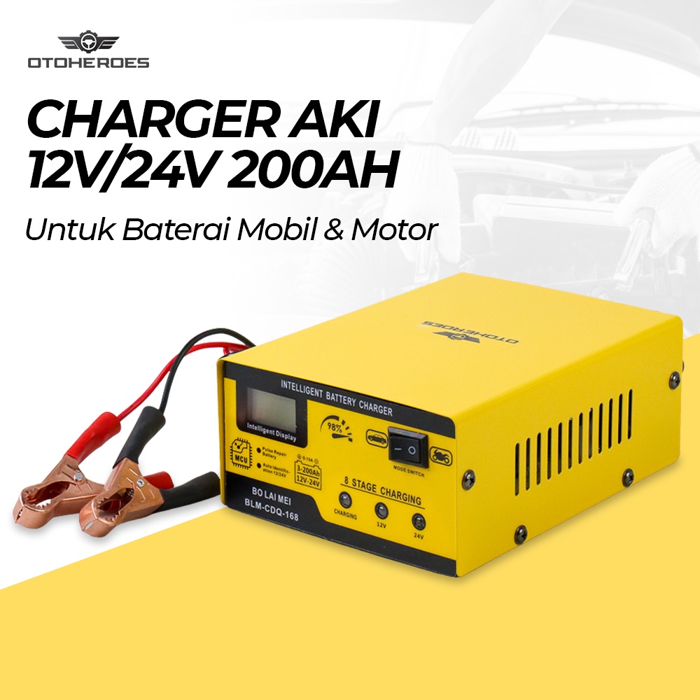 Charger Aki Mobil Motor 250W 12V/24V 200AH - BLM-CDQ-168 - Yellow OTOHEROES
