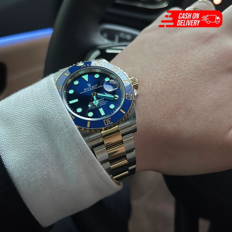 (COD) [ASLI ROLEX]100%%Original Blue Submariner Jenis kalender kaca Saaphire Jam tangan m126613lb-00