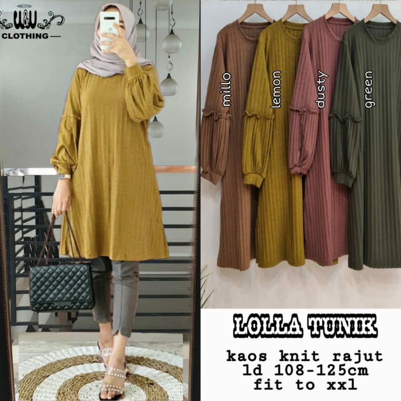 [ORI WNW] Lolla Tunik Kaos Knit Rajut Fit To XXL Atasan Rajut