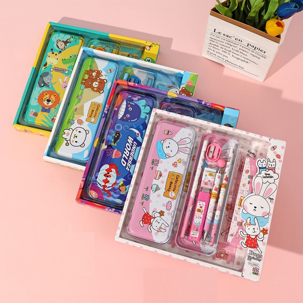 

2010 STATIONARY SET Kotak Pensil Anak Set 7In1 Stationery Alat Tulis Kotak Pensil Karakter