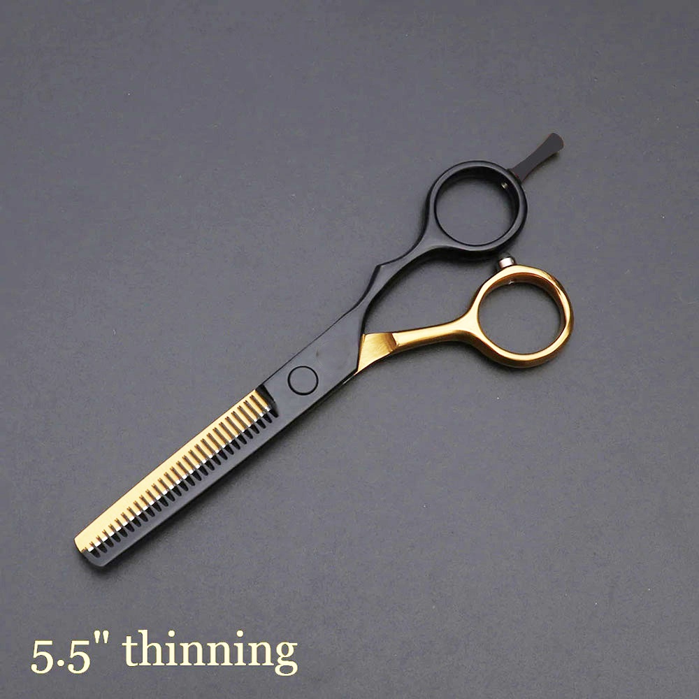 

MrTiger Gunting Rambut Professional Barber Hairdressing Scissors Thinning 5.5 Inch - 440C - Black Gold