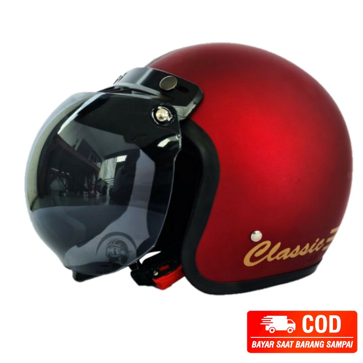 HELM BOGO CLASSIC PRIA WANITA HELM BOGO GARIS TIGA FULL LEHER