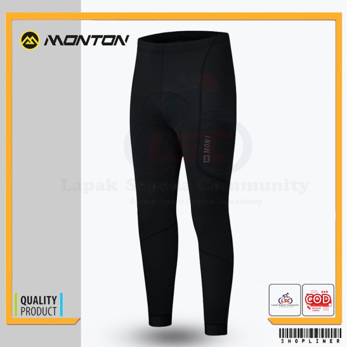 Celana Sepeda Panjang Cycling Monton Man Long Moto Black Sepeda Road - XL