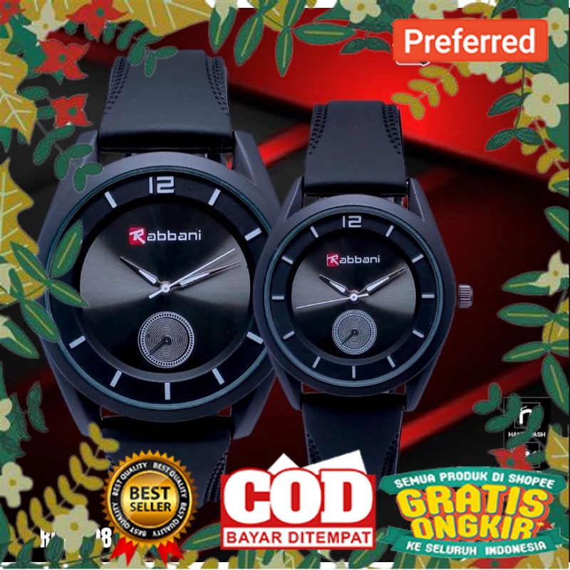 jam tangan cauple rabbani 9008 original Tali karet Tahan Air// JAM TANGAN MODEL TERBARU