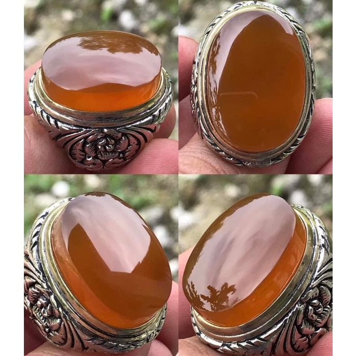 Cincin Batu Akik Kristal Anggur Solar Sulaiman Madu Motif Gambar Antik