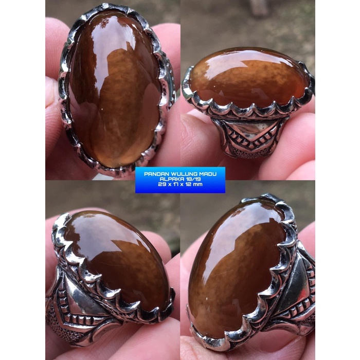 Cincin Batu Akik Pandan Semu Nanas Kapas Sutra Merah Lumut Oli Antik41