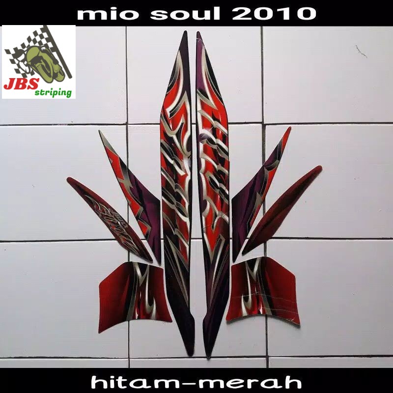 striping mio soul stiker  yamaha mio soul karbu lama thn 2010 hitam merah