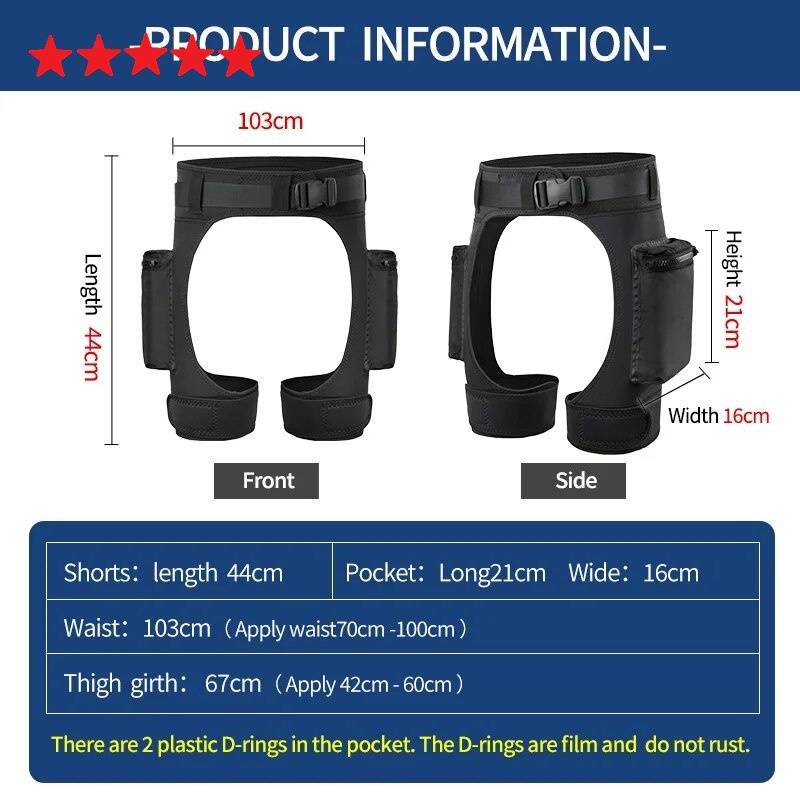 2.5mm Neoprene Celana Pendek Diving Wetsuit Short Pants Scuba Pocket Shorty Pant Selam Renang Dive Shorts Snorkeling Freedive Knife Bag