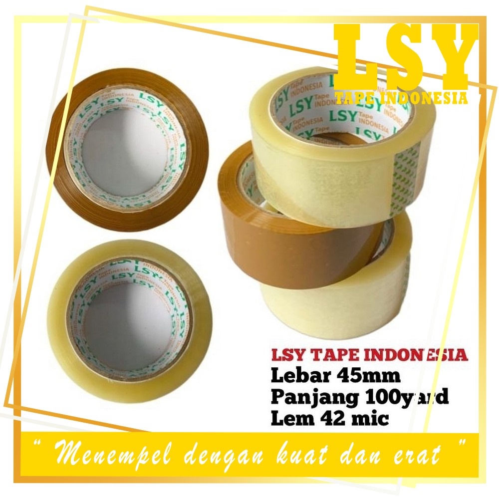 

LSY Lakban Bening 45mm x 100yard Full | Lakban Perekat Ketebalan 42mic