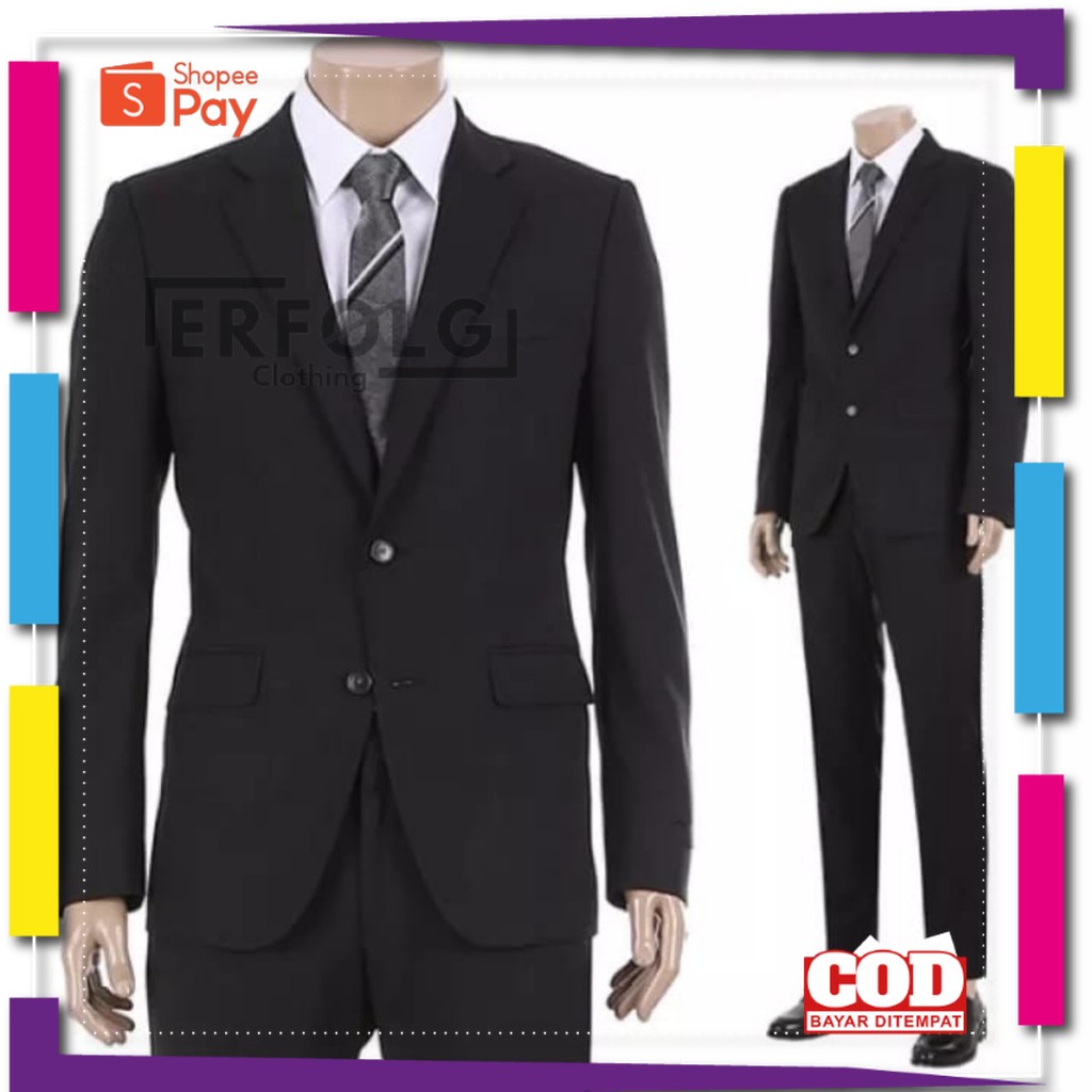 PREMIUM KOREAN STYLE / Blazer Hitam Semi Jas Pria Formal Elegan Slimfit Seragam Pondok Pesantren San