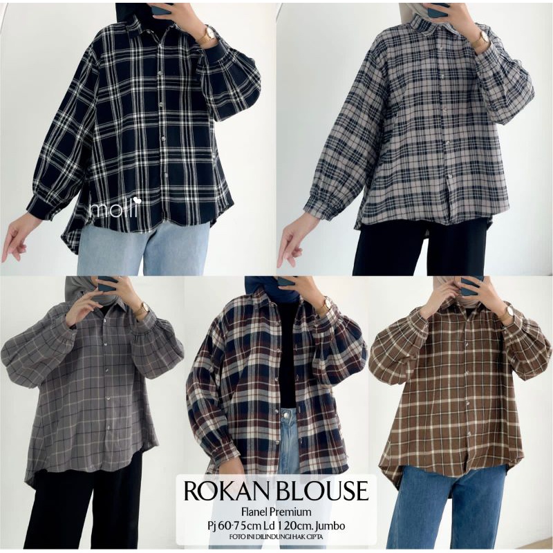 Rokan Blouse Oversize Atasan Allsize Busui Premium Flanel Original Ori Moca Berlabel