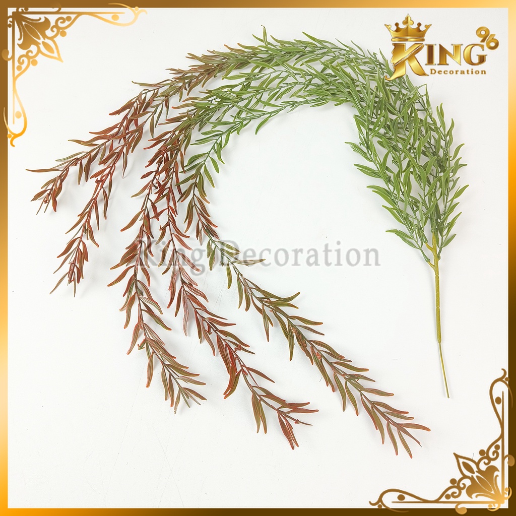 DAUN RAMBAT JUNTAI BAMBU ARTIFICIAL DAUN WILLOW BAMBOO BERCABANG GANTUNG UNTUK POT BUNGA PREMIUM HIA