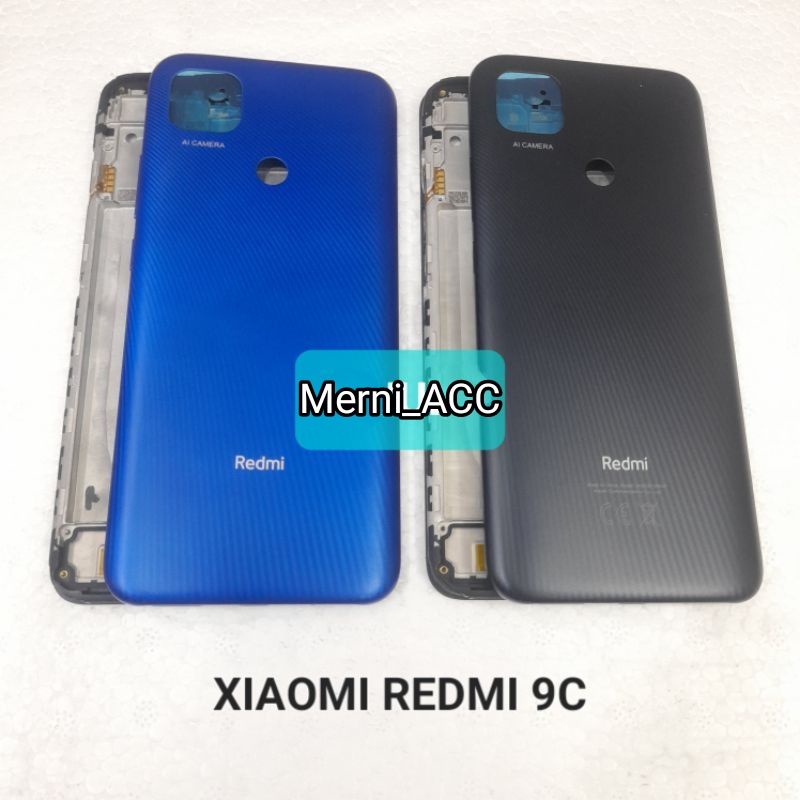 Cessing Hausing Fullset Frame Lcd Xiaomi Redmi 9C Backdoor / Back cover  + Frame tulang Lcd Original