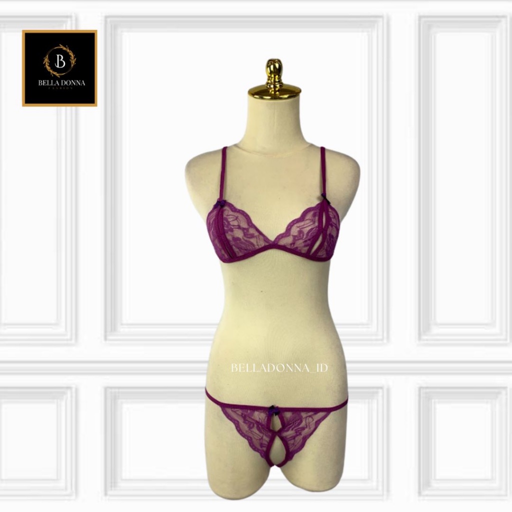 belladonna_id 1 Lingerie Sexy Pakaian Dalam Lingerie BRACD-01 Wanita Dewasa Sexy anggun termurah set pakaian dalam Set Bra dan G-String Transparant Pita Bunga-7