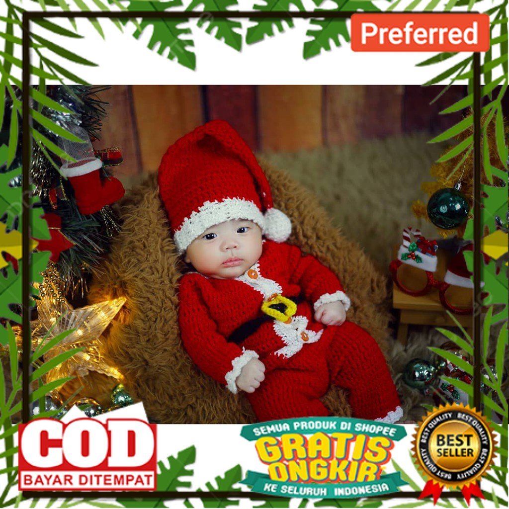 KOSTUM SANTA FOTO BAYI / KOSTUM RAJUT BAYI / PROPERTY FOTO BAYI / RAJUT BAYI TERMURAH// Kostum Natal
