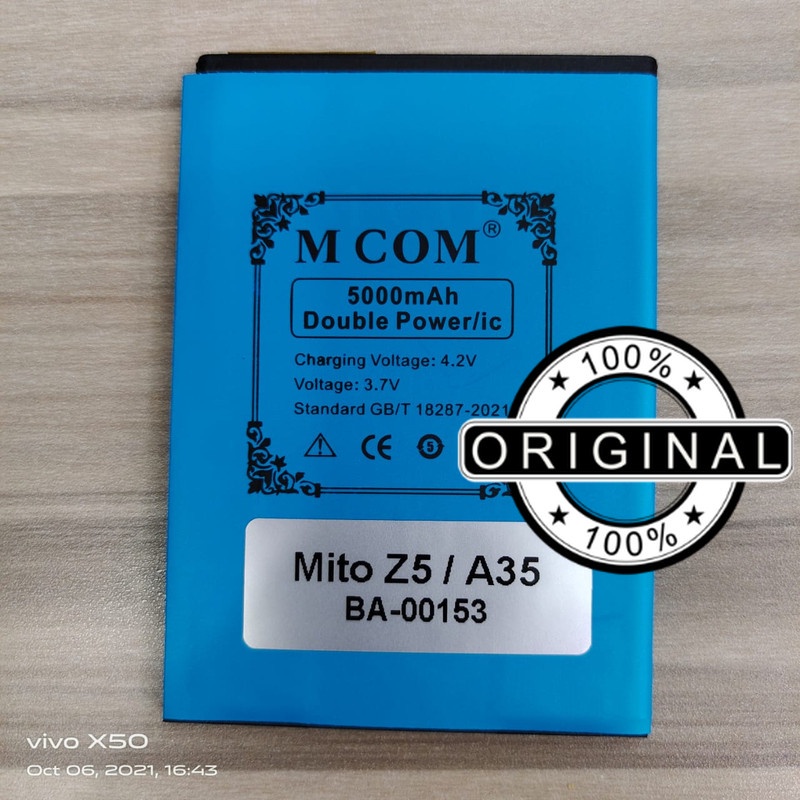 Battery Batere Batre Baterai Double Power Mcom Mito Z5 A35 BA-00153 BA00153 Kapasitas 5000 Mah
