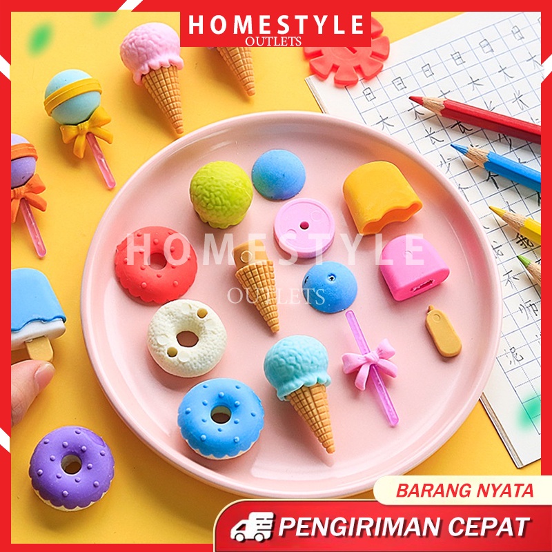 

Penghapus Set Cute / Penghapus Pensil Model Ice Cream Donat Lolipop / Penghapus Pensil Karakter Lucu / Untuk Kantor Sekolah Pelajar