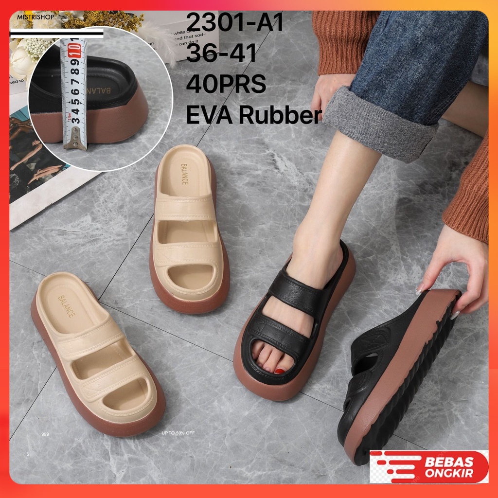 Sendal bakpao VIRAL 2301 A1 Sandal Wedges Wanita import SDLWW