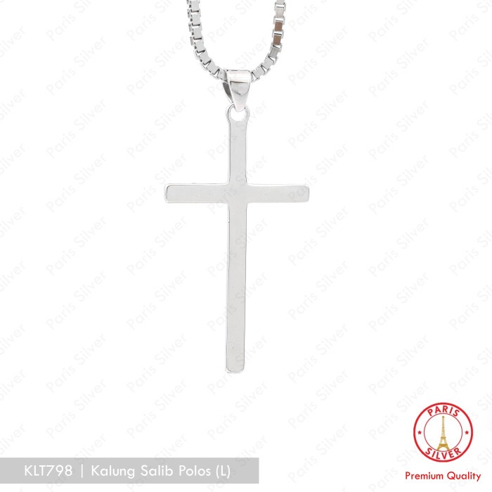 Ay00 Kalung Salib Polos Besar Perak Silver 925 Lapis Emas Putih Liontin Bandul Salip Pria Wanita