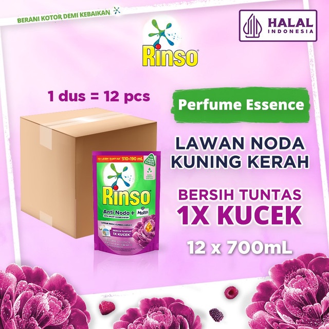 Rinso Molto Anti Noda Detergen Cair Perfume Essence 700mL (Isi 12)