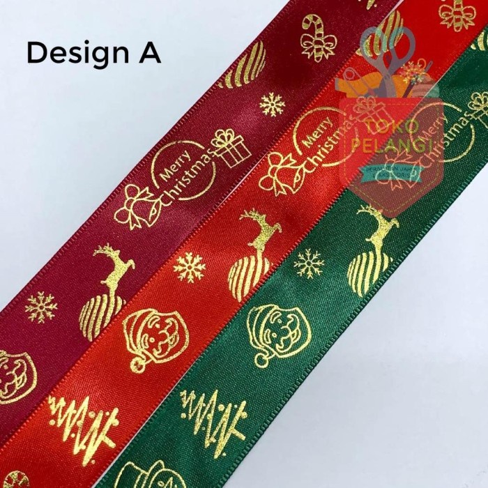 

ROLL(25 YARD) Pita Ribbon Natal Merry Christmas Kado Hampers Pohon - A, Wine