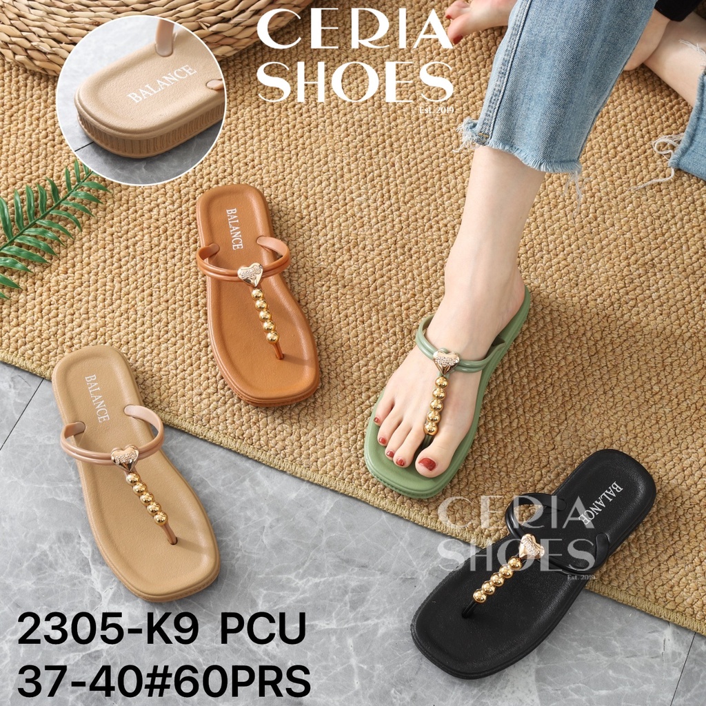 Sandal Jepit Wanita Karet Jelly Import Model Tali T Thong Love Bahan Rubber Ringan Elastis BALANCE 2