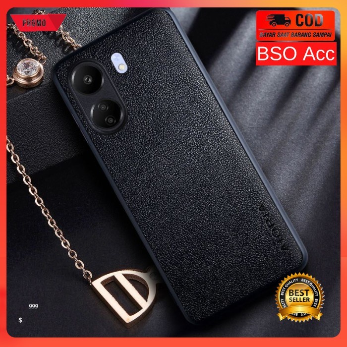 Casing Redmi 13C Case Leather Aioria Case Aioria Leather
