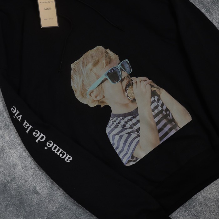 SWEATER HOODIE ADLV BABY FACE PREMIUM AUTHENTIC FULL TAG & LABEL HIGH - Hitam, M