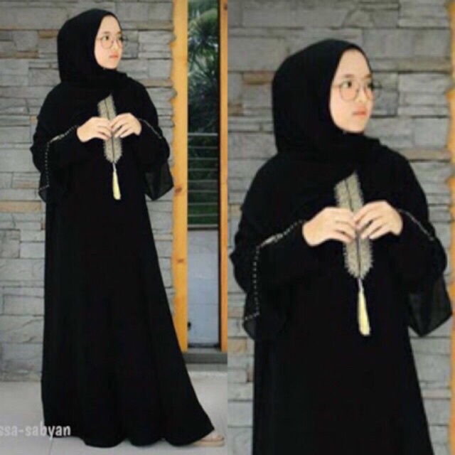Terbaru Baju Abaya Gamis Hitam Turkey Abaya Bordir Bahan JetBlack Lembut Kwalitas Boutique Arab 2021