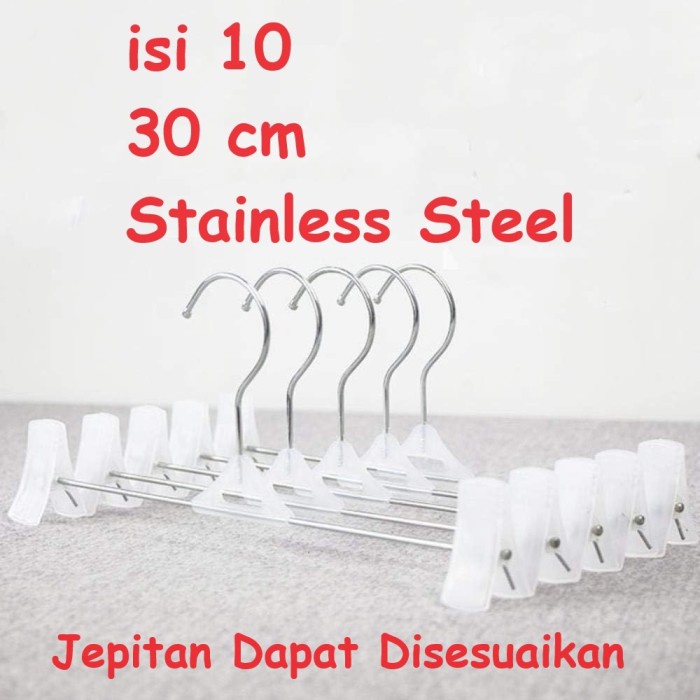 Hanger Gantungan Baju Jepit Anti Karat Slip Stainless Steel isi 10pcs