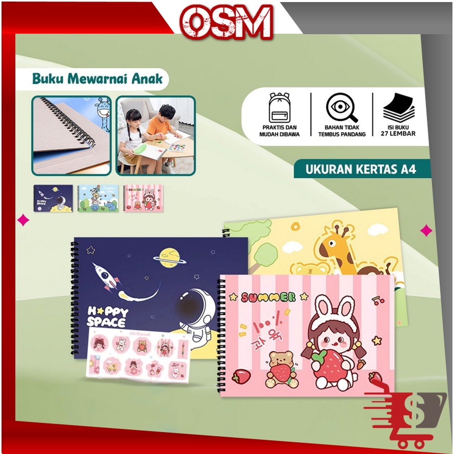 

OSM - S6132 Drawing Book Ring Kartun / Sketch Book Motif Karakter / Buku Gambar Anak Balita / Buku Menggambar Painting Book Kids