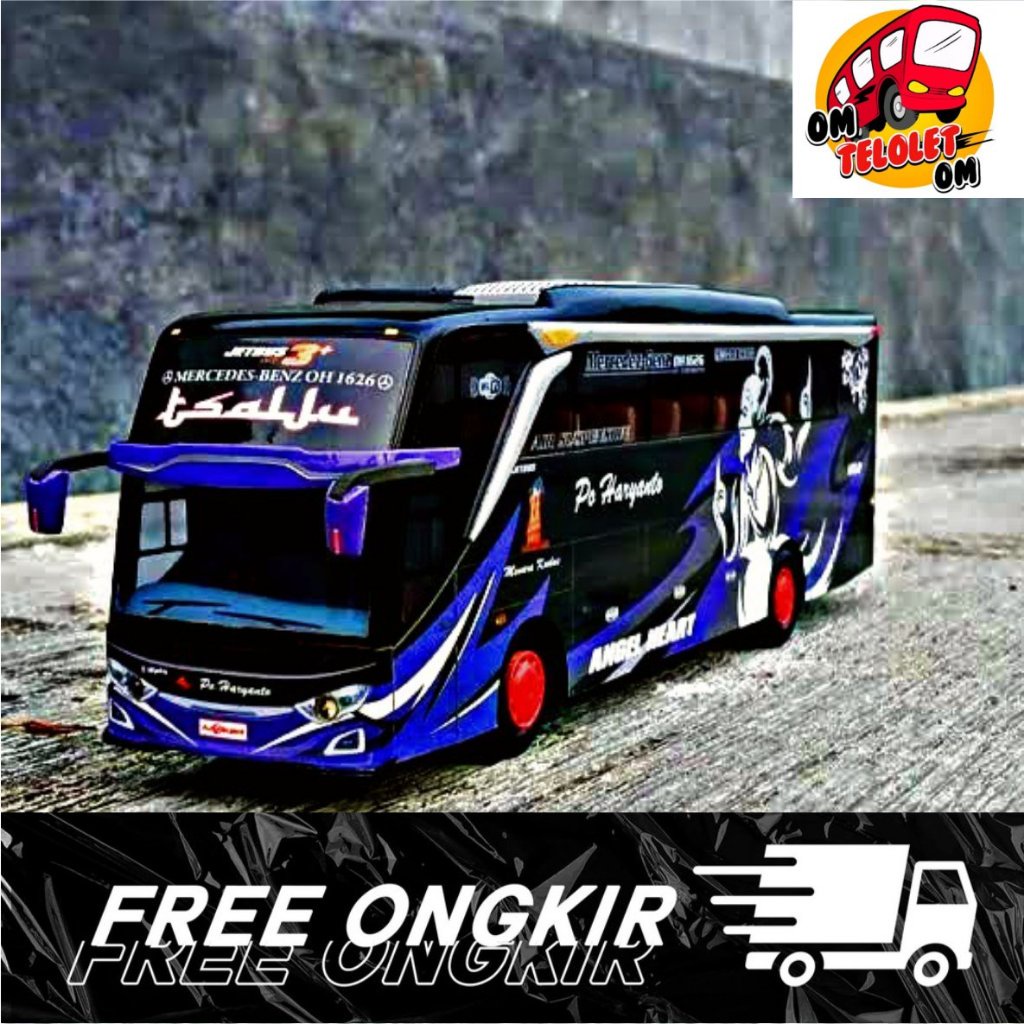 PROMO MINIATUR BIS BUS PO. HARYANTO FULL TELOLET P40cm HARYANTO MENARA KUDUS HITAM MERCEDES-BENZ JET