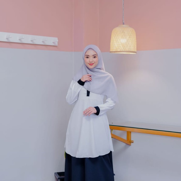 Gamis kantor hitam putih/gamis kerja hitam putih/gamis PNS hitam putih - Hitam Putih, S