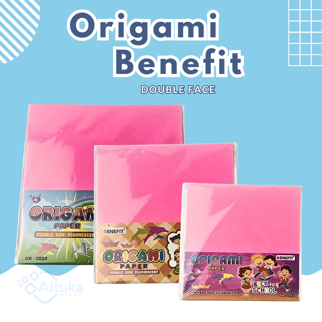 

Origami Double Face BENEFIT / Origami 20x20 14x14 dan 12x12 Bolak Balik